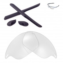 Walleva Clear Non-Polarized Replacement Lenses and Black Rubber for Oakley Fast Jacket (OO9097 Series) Sunglasses